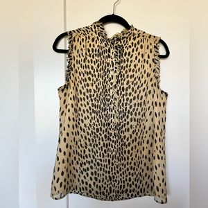 Jcrew Cheetah Ruffle Sleeveless top. Size 8